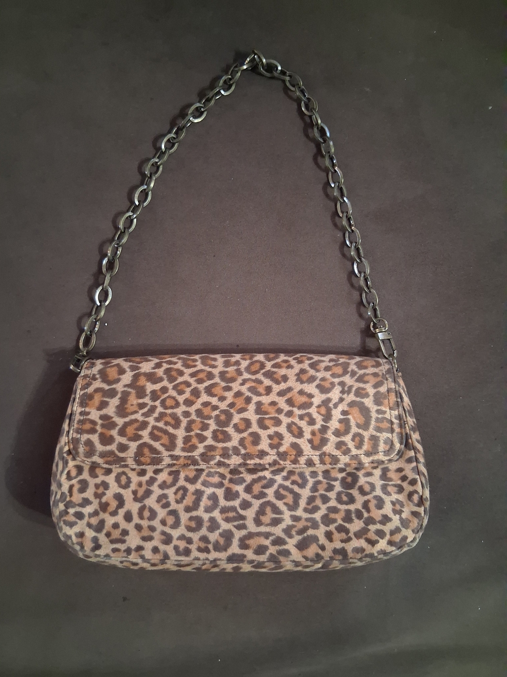 Leslie Fay Vintage Leopard Print Shoulder Bag with Chain Strap